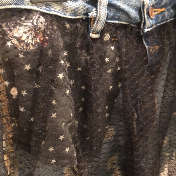 2 in 1 mesh skirt with jeans short mid length black color very good condition - Picture 4 of 10